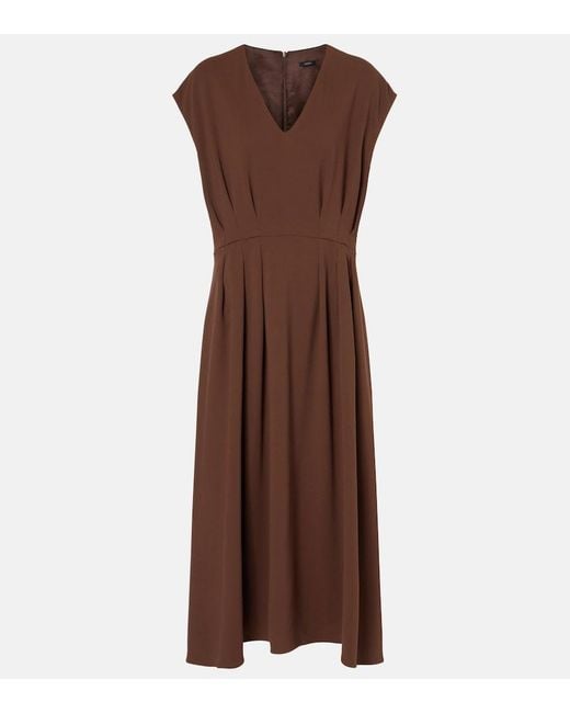 Joseph Brown Pleated Cady Midi Dress