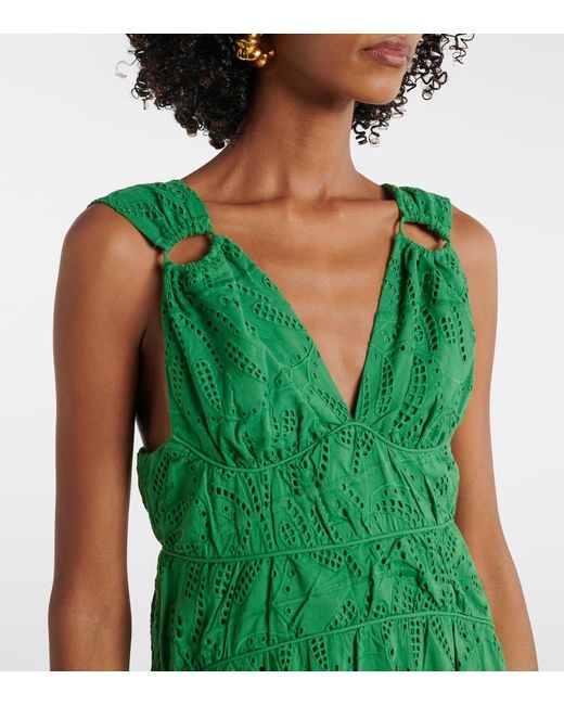 FARM Rio Monstera Tiered Cotton Maxi Dress in Green | Lyst