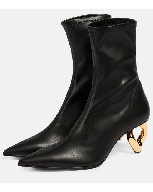 J.W. Anderson Black Chain Leather Ankle Boots