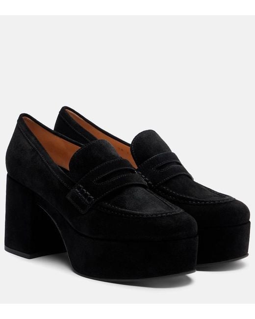 Gianvito Rossi Black Jenna Suede Loafer Pumps