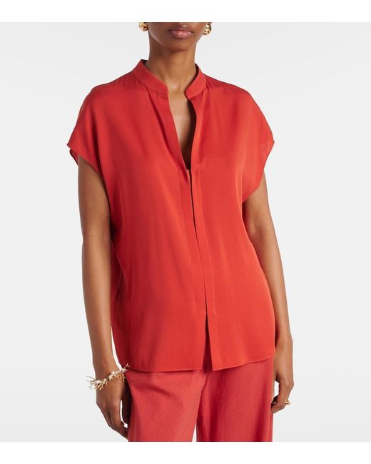 Vince Red Silk-Blend Blouse