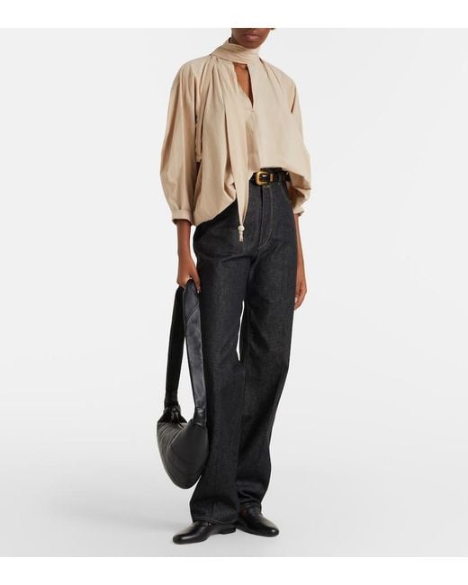 Lemaire Black Croissant Medium Leather Bag