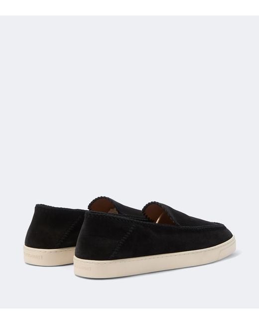Giorgio Armani Black Galleria 3 Suede Slip-On Shoes for men