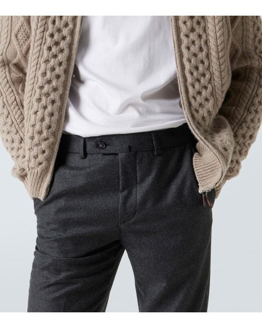 Loro Piana Black Carlo Wool And Cashmere Straight Pants for men