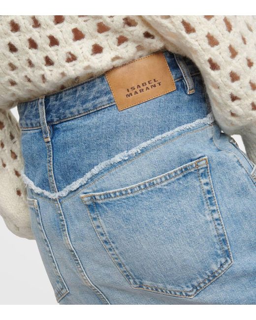 Minifalda En Denim De Tiro Alto Isabel Marant de color Blue