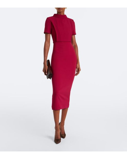 Roland Mouret Red Cady Midi Dress