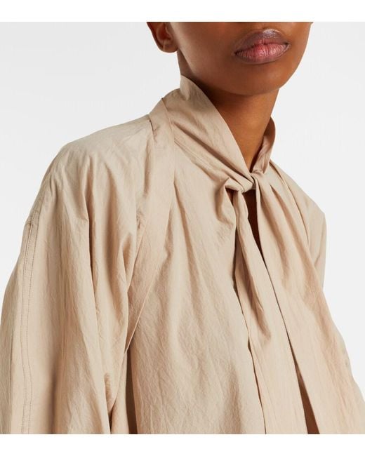 Lemaire Natural Tie-Neck Cotton Crepe Blouse