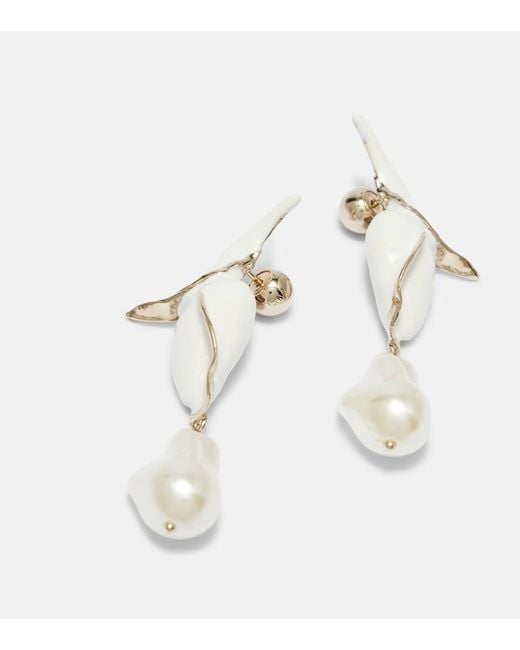 Orecchini Pendenti Con Perle di Erdem in White
