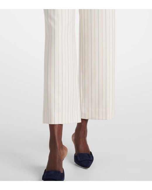 Veronica Beard White Brixton Striped Wide-Leg Pants