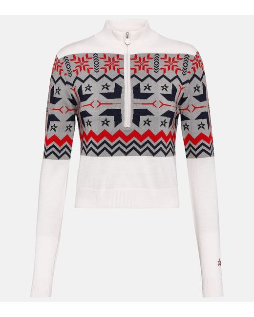 Pullover Nordic in lana con mezza zip di Perfect Moment in Multicolor
