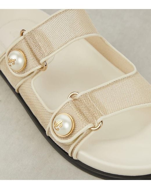 Jimmy Choo White Fayence Leather-Trimmed Sandals