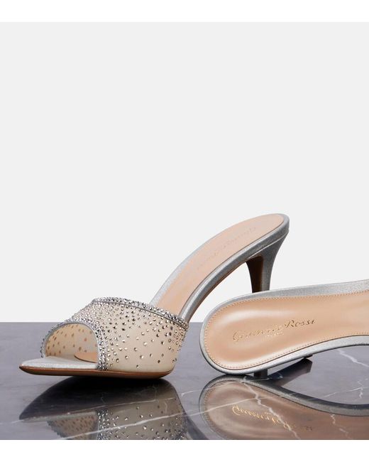 Gianvito Rossi Natural Rania 85 Embellished Mules