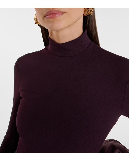 Solace London Purple Viviana Satin-Trimmed Gown