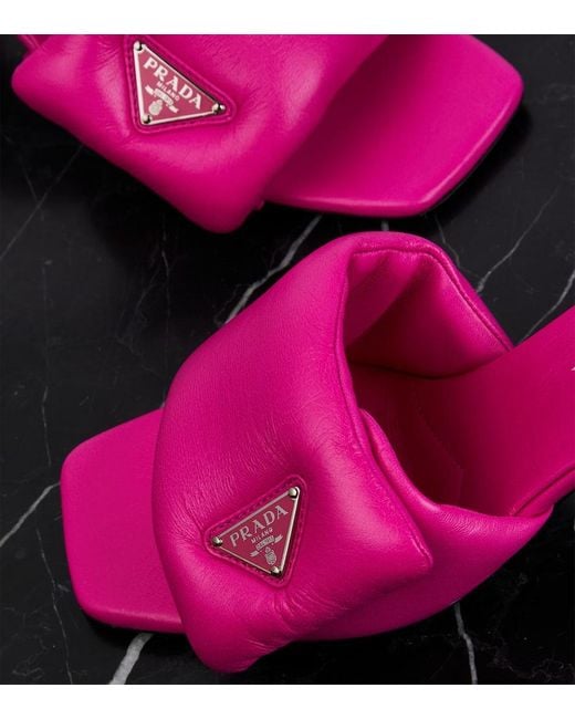 Prada Pink Padded Leather Mules 65