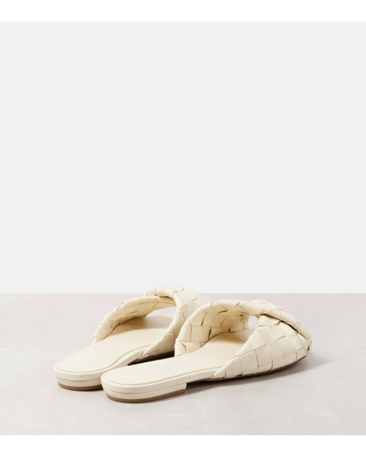 Bottega Veneta Natural Blink Intrecciato Leather Slides