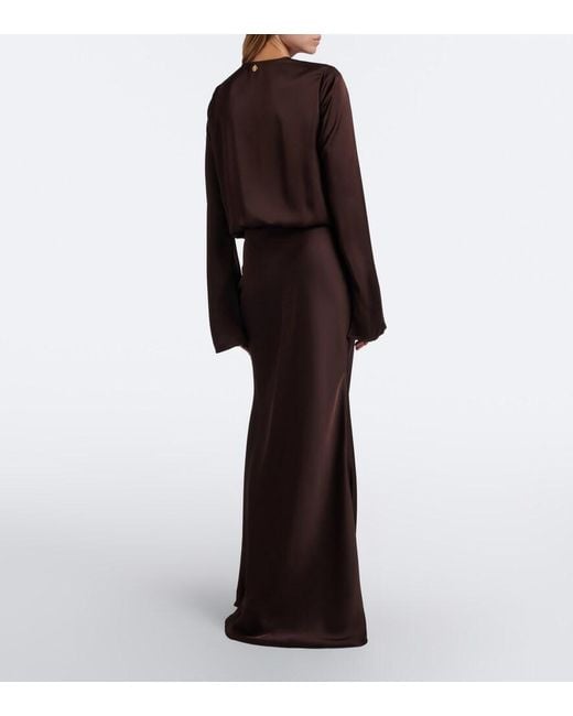 Bananhot Brown Nema Satin Maxi Dress