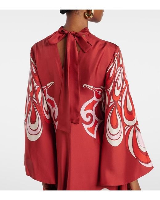 LaDoubleJ Red Magnifico Printed Silk Twill Maxi Dress