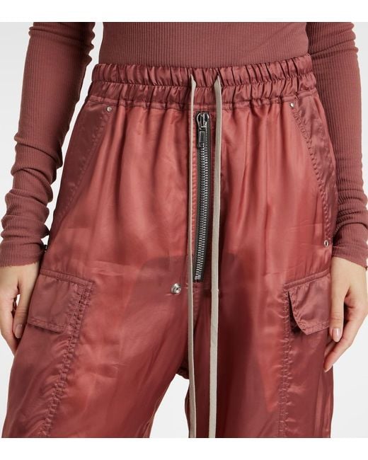 Rick Owens Red High-Rise Cargo Pants
