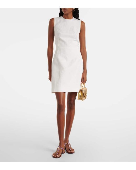 Vestido Corto En Mezcla De Algodon Dolce & Gabbana de color White