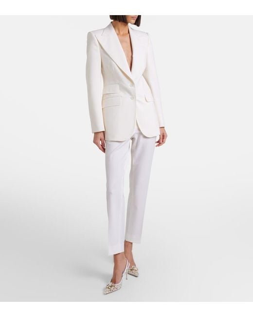Dolce & Gabbana White Wool-Blend Blazer