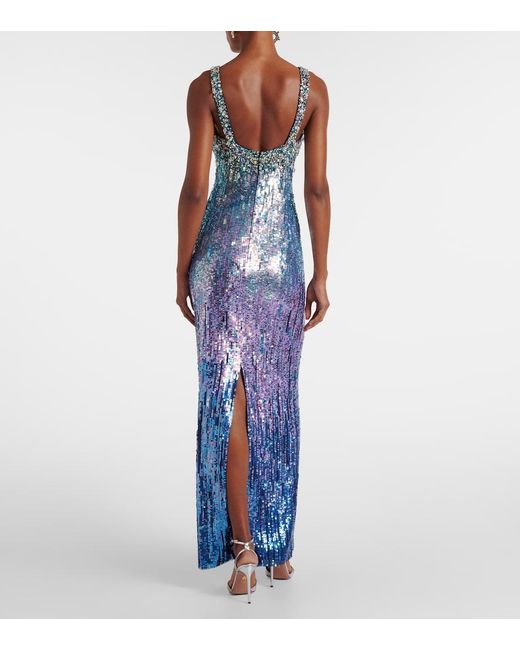 Jenny Packham Blue Rosalie Embellished Gown
