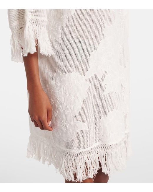 Vestido Corto En Mezcla De Algodon Bordado Farm Rio de color White