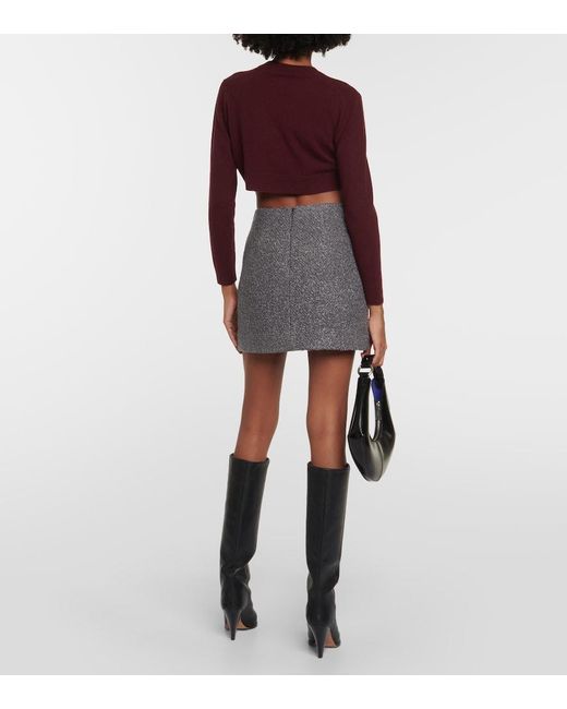 Patou Purple Cropped Cashmere Wool Sweater