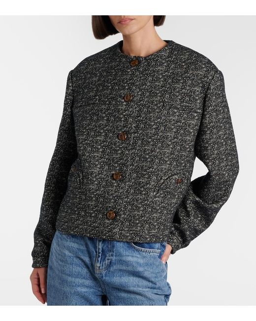 Blazé Milano Black Antalya Melange Cotton-Blend Jacket