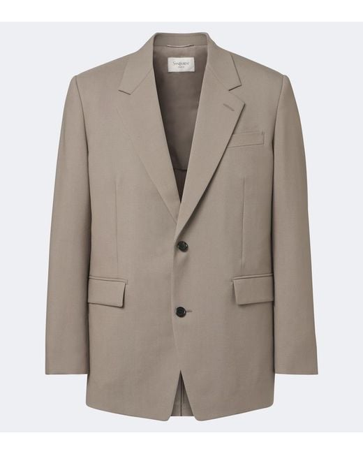 Saint Laurent Brown Wool And Mohair Blazer for men