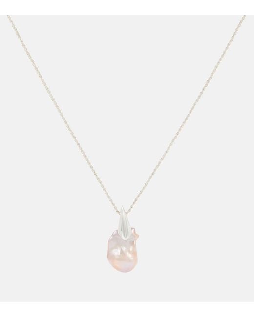 Bottega Veneta White Sterling Necklace With Freshwater Pearl