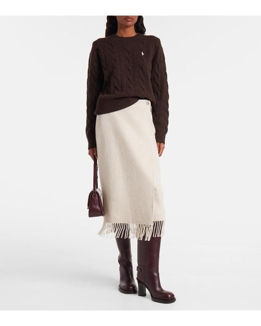 Polo Ralph Lauren Brown Cable-Knit Wool And Cashmere Sweater