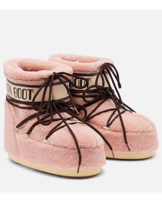 Moon Boot Pink Icon Fleece Ankle Boots