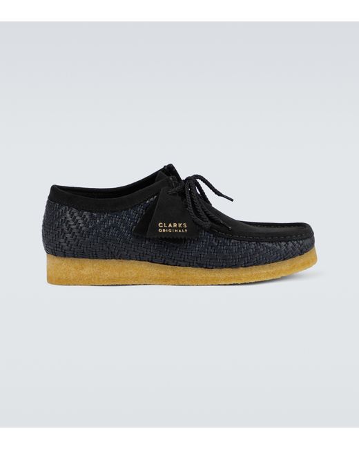 Clarks Black Wallabee Raffia And Suede Boots for men
