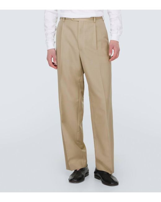 Pantalones anchos de lana y mohair Auralee de hombre de color Natural
