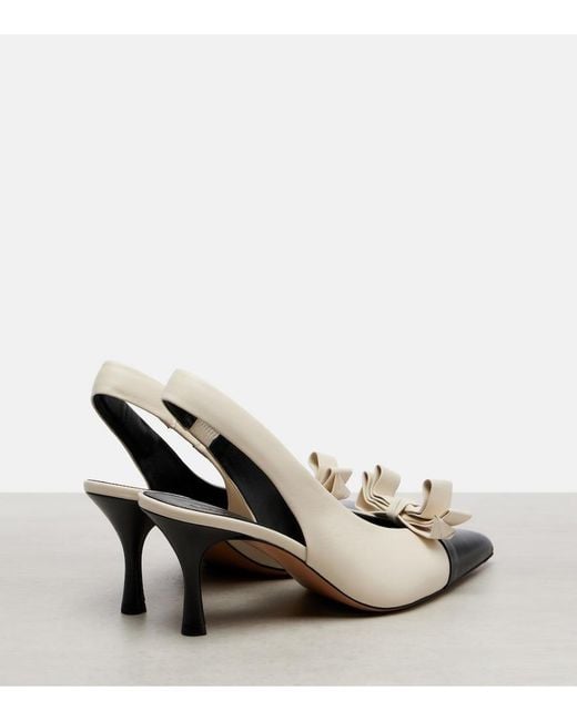 Chloé Metallic Alba 75 Bow-Detail Leather Slingback Pumps