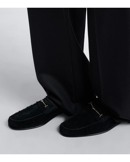 Tom Ford Black Suede Penny Loafers