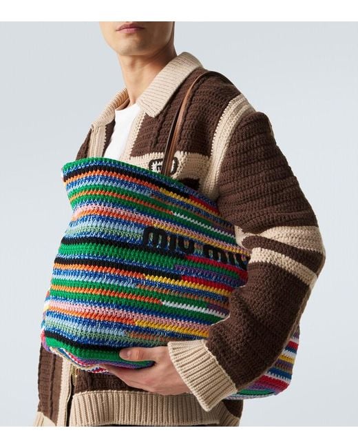 Miu Miu Tote Large Aus Haekelstrick Mit Leder in Multicolor für Herren