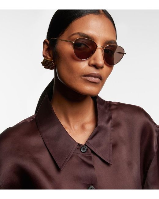 Khaite Brown X Oliver Peoples Aviator Sunglasses