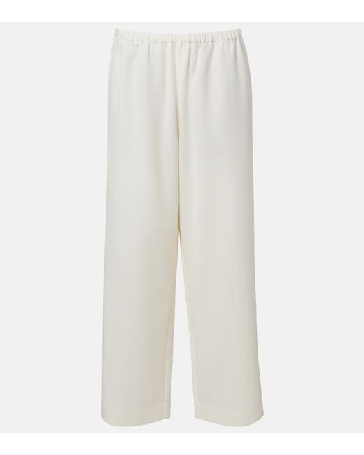 Rohe White Wool-Blend Cropped Wide-Leg Pants