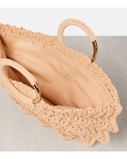 Chloé Brown Tote Bag Bracelet Paravent Small Aus Haekelstrick