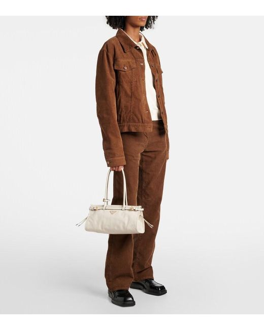 Prada White Bonnie Medium Leather Shoulder Bag