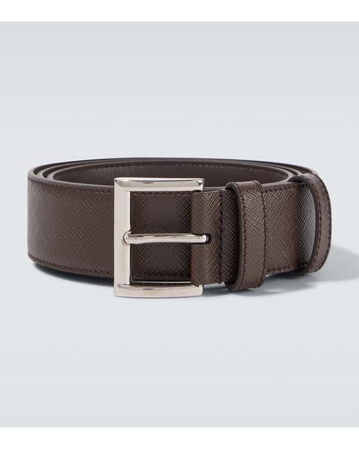 Prada Brown Saffiano Leather Belt for men