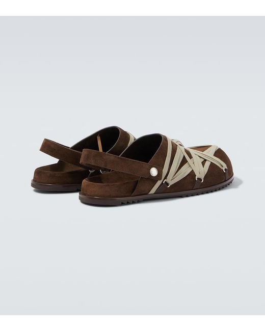 Rick Owens Brown Megalace Suede Mules for men
