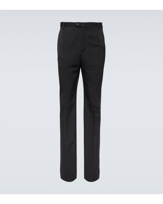 Saint Laurent Black High-rise Wool Tuxedo Pants for men