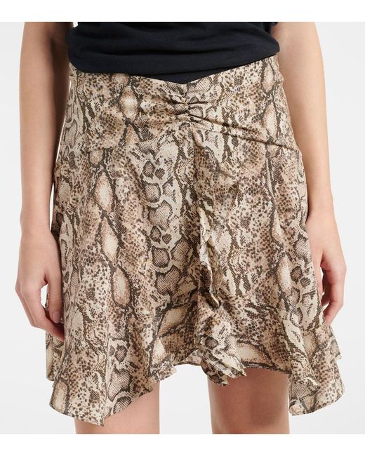 Isabel Marant Natural Ozany Snake-Print Silk-Blend Miniskirt