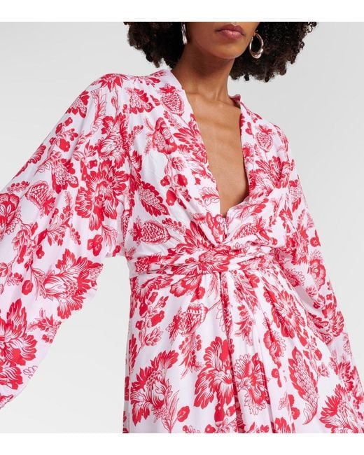 Melissa Odabash Red Wisdom Floral Wrap Dress