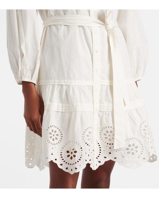Velvet White Barb Broderie Anglaise Cotton Minidress