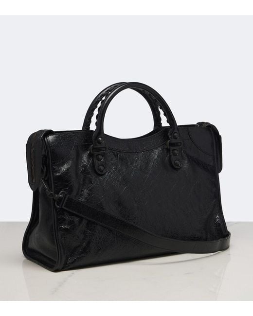 Balenciaga Black Le City Medium Leather Top-Handle Bag