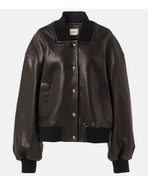 Khaite Black Spence Leather Bomber Jacket