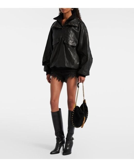 Isabel Marant Black Dorry Oversized Leather Jacket